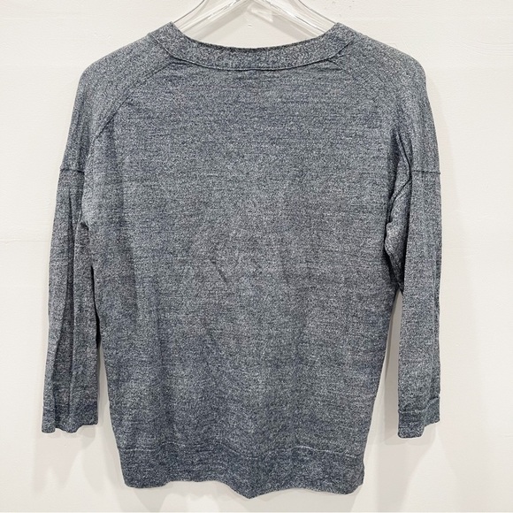 J. Crew V-Neck Side Slit Pullover Sweater Merino Wool Linen Blend XS Blue - Picture 4 of 10